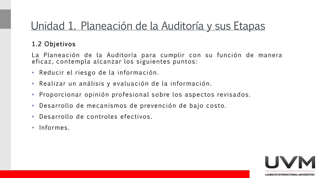 Unidad 1. Planeación de la Auditoría y sus Etapas