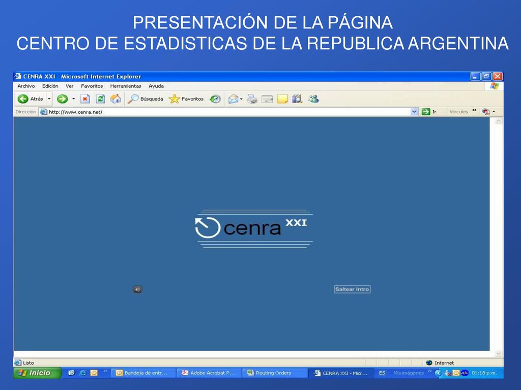 PRESENTACIÓN DE LA PÁGINA CENTRO DE ESTADISTICAS DE LA REPUBLICA ARGENTINA