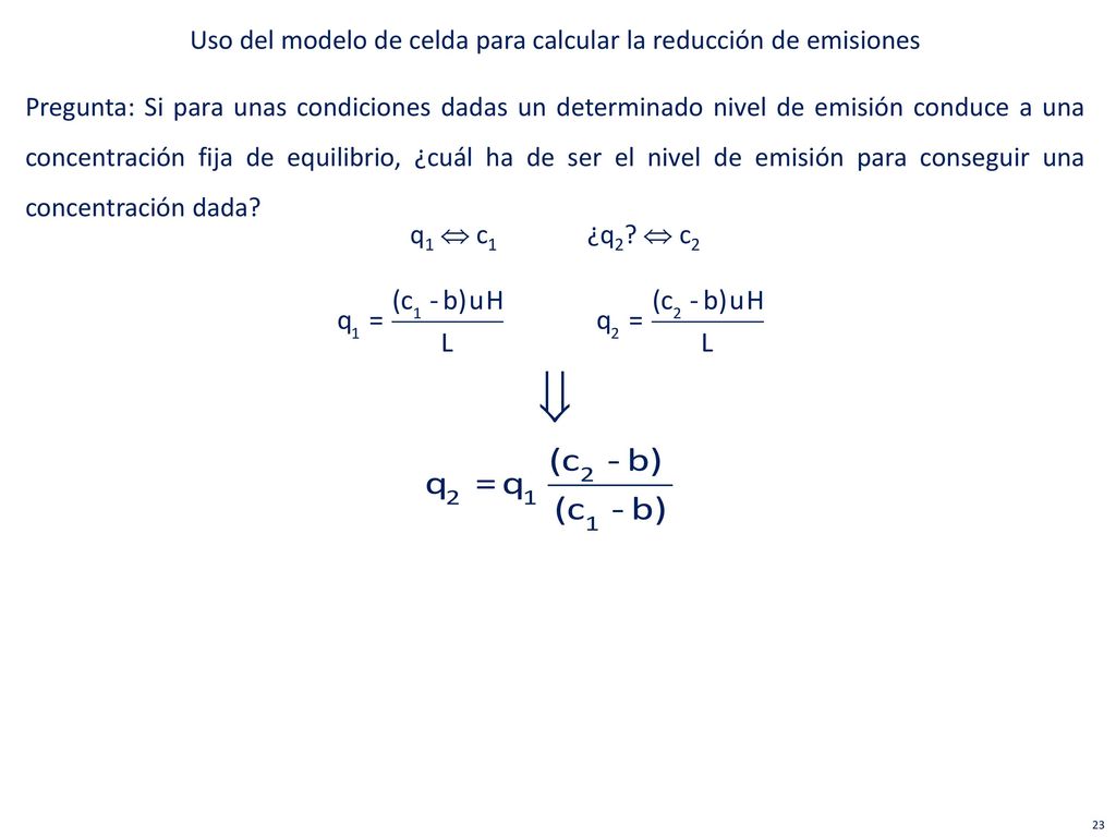 Uso del modelo de celda para calcular la reducción de emisiones