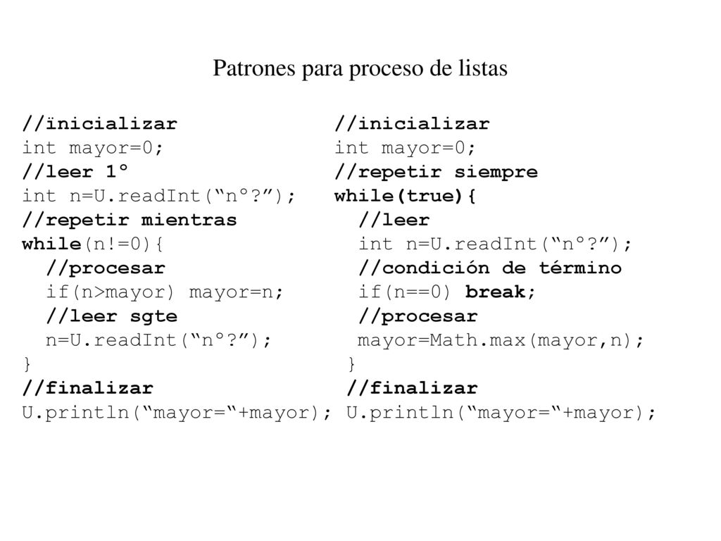 Patrones para proceso de listas