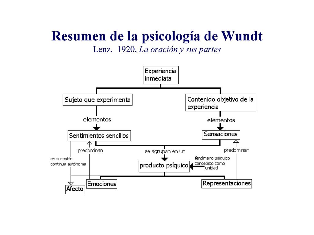 Resumen de la psicología de Wundt Lenz, 1920, La oración y sus partes