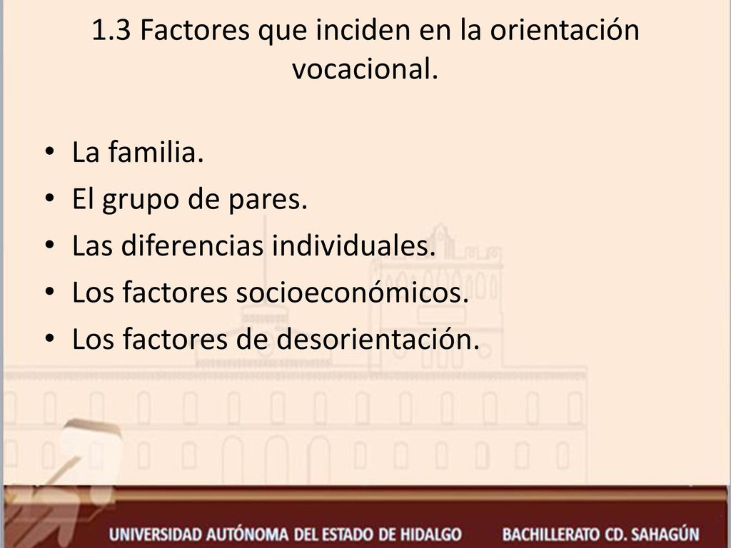 1.3 Factores que inciden en la orientación vocacional.