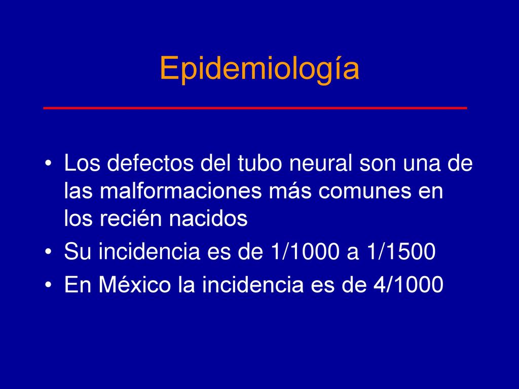 Epidemiología Los defectos del tubo neural son una de las malformaciones más comunes en los recién nacidos.