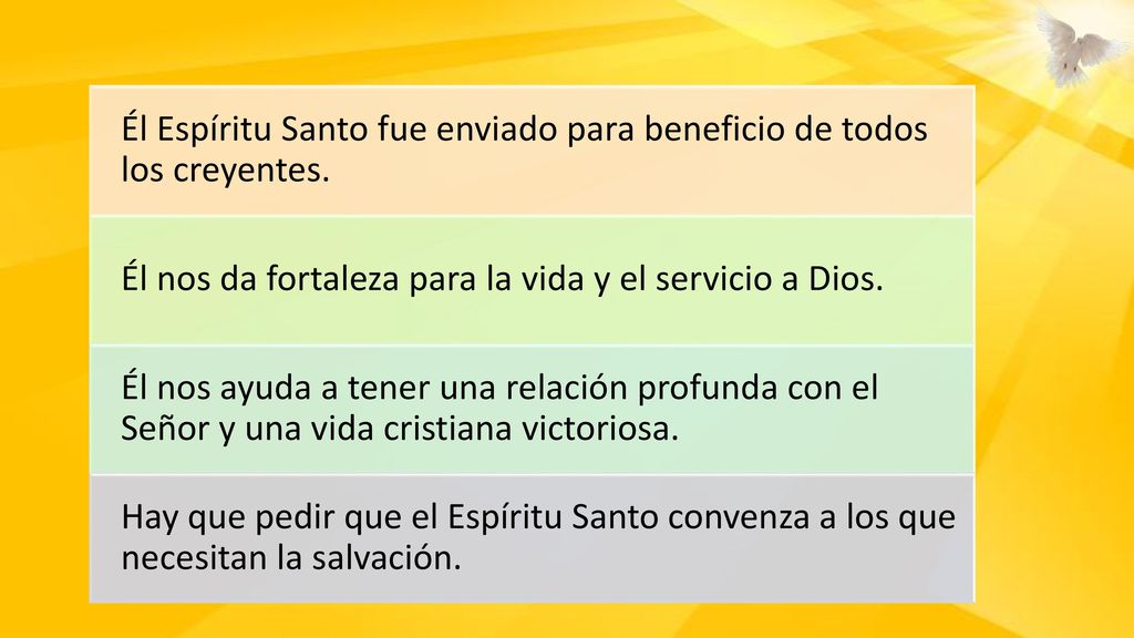 Él Espíritu Santo fue enviado para beneficio de todos los creyentes.