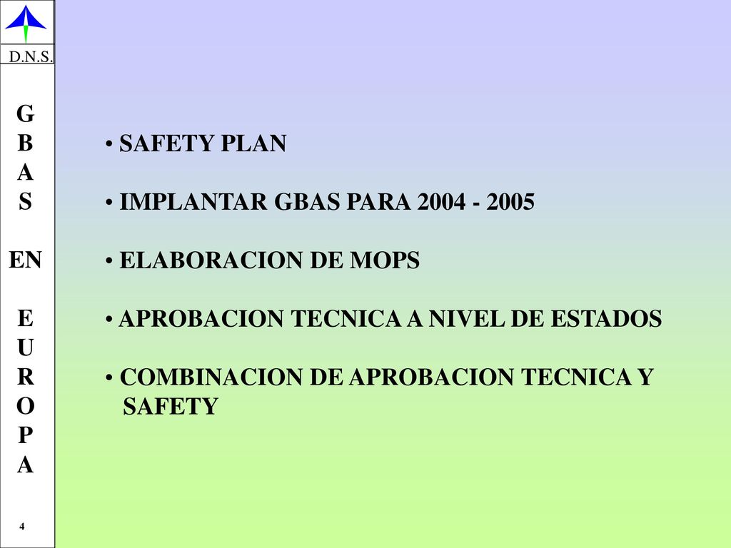 SAFETY PLAN IMPLANTAR GBAS PARA ELABORACION DE MOPS. APROBACION TECNICA A NIVEL DE ESTADOS.