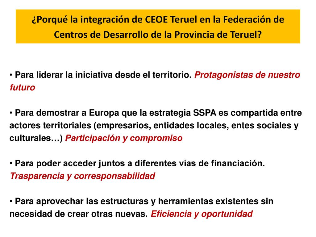 ¿Porqué la integración de CEOE Teruel en la Federación de Centros de Desarrollo de la Provincia de Teruel