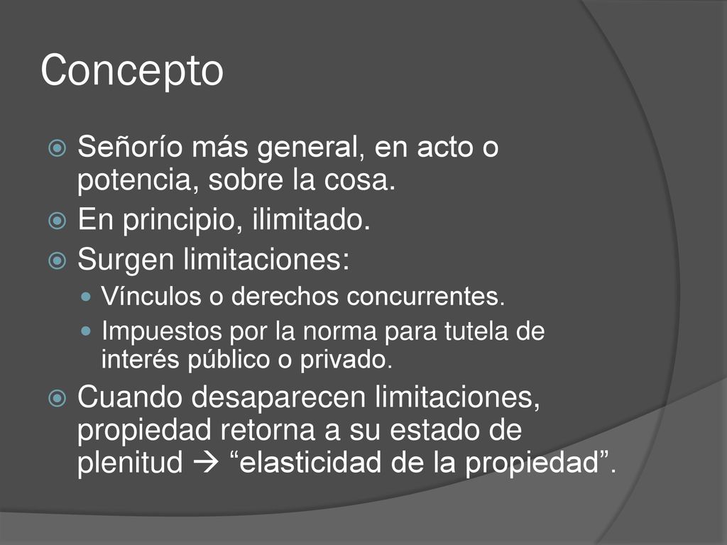 Concepto Señorío más general, en acto o potencia, sobre la cosa.