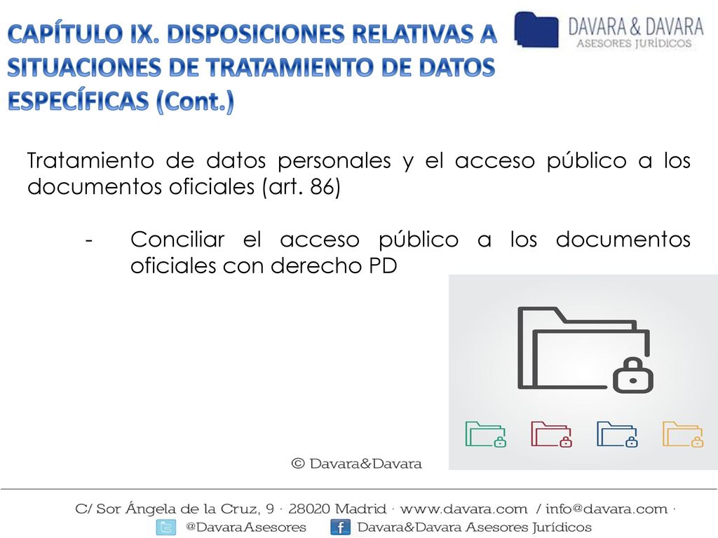 CAPÍTULO IX. DISPOSICIONES RELATIVAS A SITUACIONES DE TRATAMIENTO DE DATOS ESPECÍFICAS (Cont.)