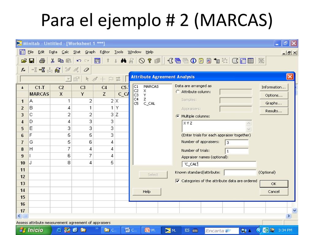 Para el ejemplo # 2 (MARCAS)