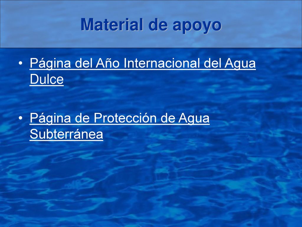Material de apoyo Página del Año Internacional del Agua Dulce