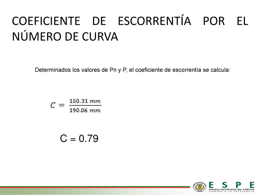 COEFICIENTE DE ESCORRENTÍA POR EL NÚMERO DE CURVA