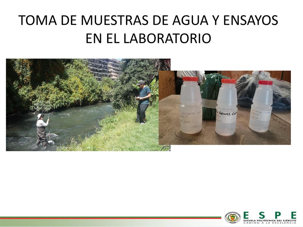 TOMA DE MUESTRAS DE AGUA Y ENSAYOS EN EL LABORATORIO