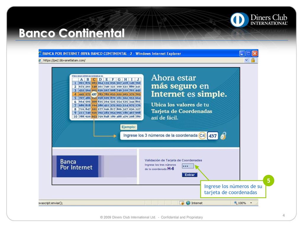 Banco Continental 5 Ingrese los números de su tarjeta de coordenadas
