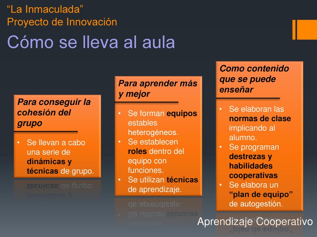 Cómo se lleva al aula La Inmaculada Proyecto de Innovación