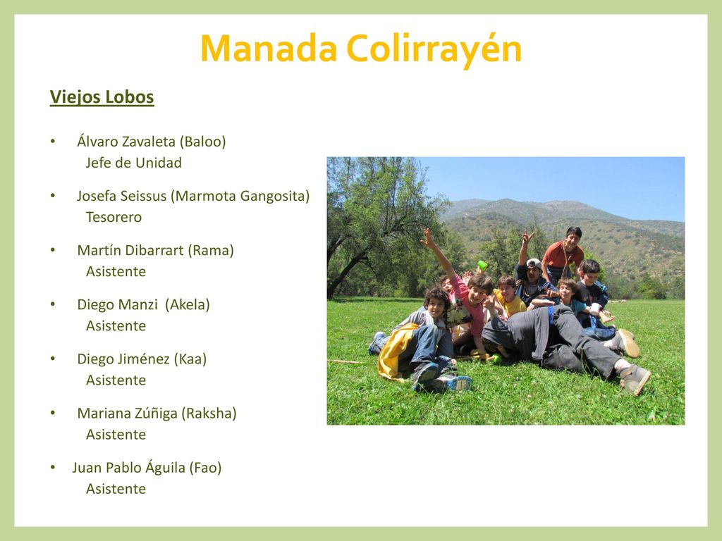 Manada Colirrayén Viejos Lobos Álvaro Zavaleta (Baloo) Jefe de Unidad