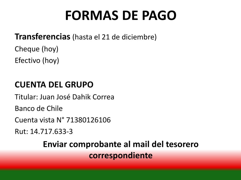 Enviar comprobante al mail del tesorero correspondiente
