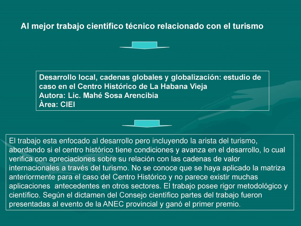 Al mejor trabajo científico técnico relacionado con el turismo