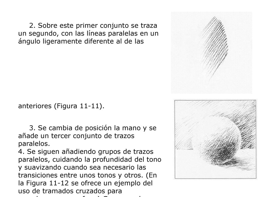 2. Sobre este primer conjunto se traza un segundo, con las líneas paralelas en un ángulo ligeramente diferente al de las anteriores (Figura 11-11).