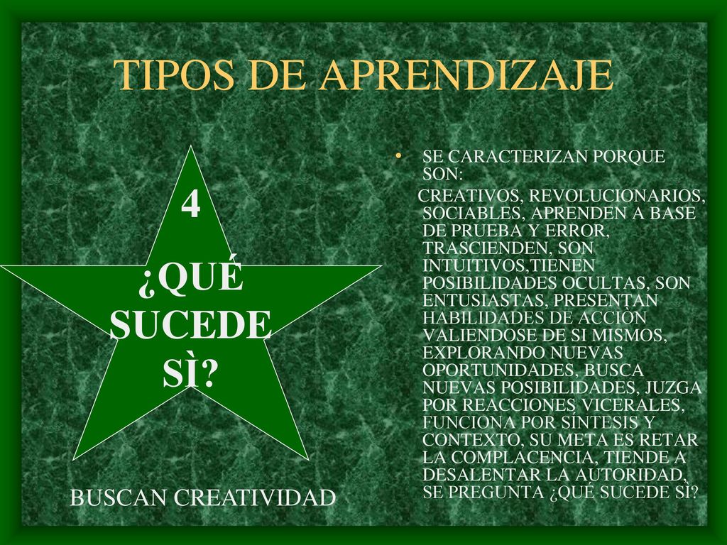 TIPOS DE APRENDIZAJE 4 ¿QUÉ SUCEDE SÌ BUSCAN CREATIVIDAD