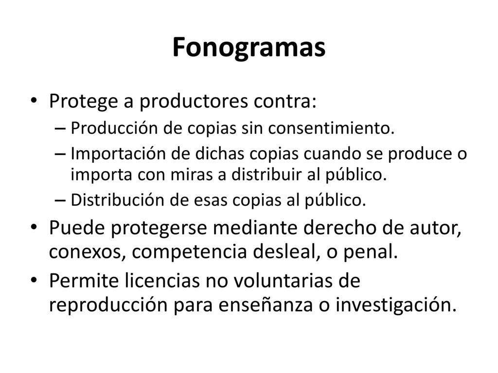 Fonogramas Protege a productores contra: