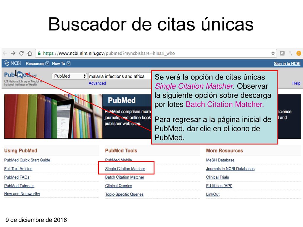 En el menú desplegable de enviar a (Send to), la opción de colección (Collections) es muy útil. Por lo que se mostrará con mayor detalle en el Módulo 2 MY NCBI del curso avanzado de HINARI.