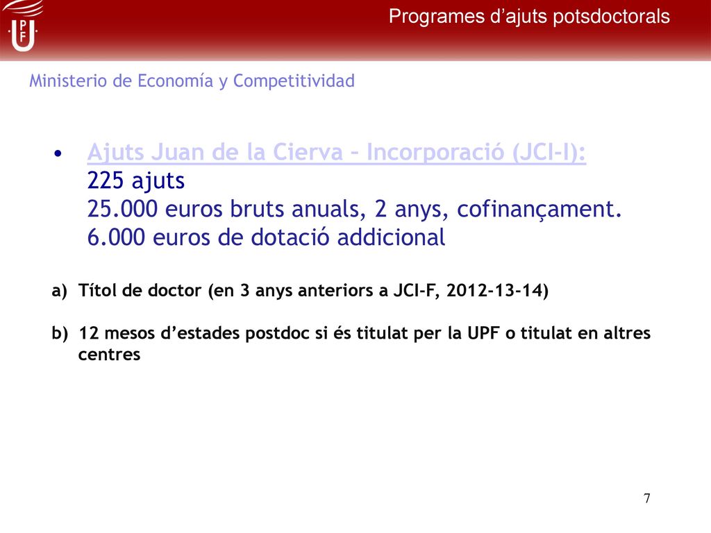 Ajuts Juan de la Cierva – Incorporació (JCI-I): 225 ajuts