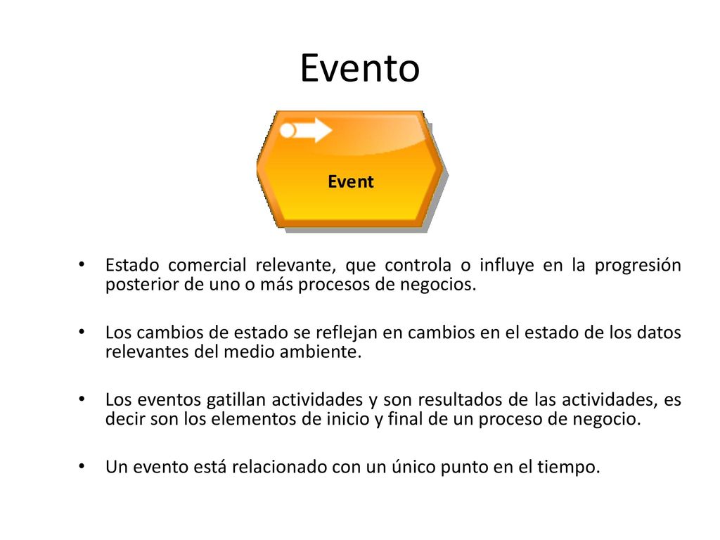 Evento Estado comercial relevante, que controla o influye en la progresión posterior de uno o más procesos de negocios.