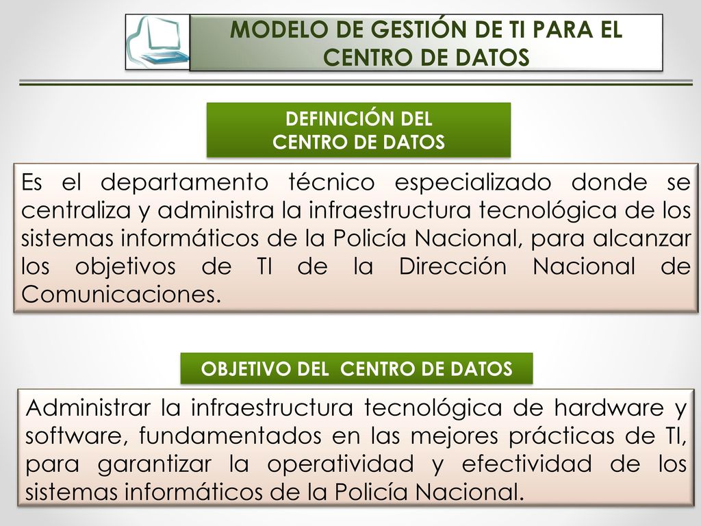 MODELO DE GESTIÓN DE TI PARA EL CENTRO DE DATOS