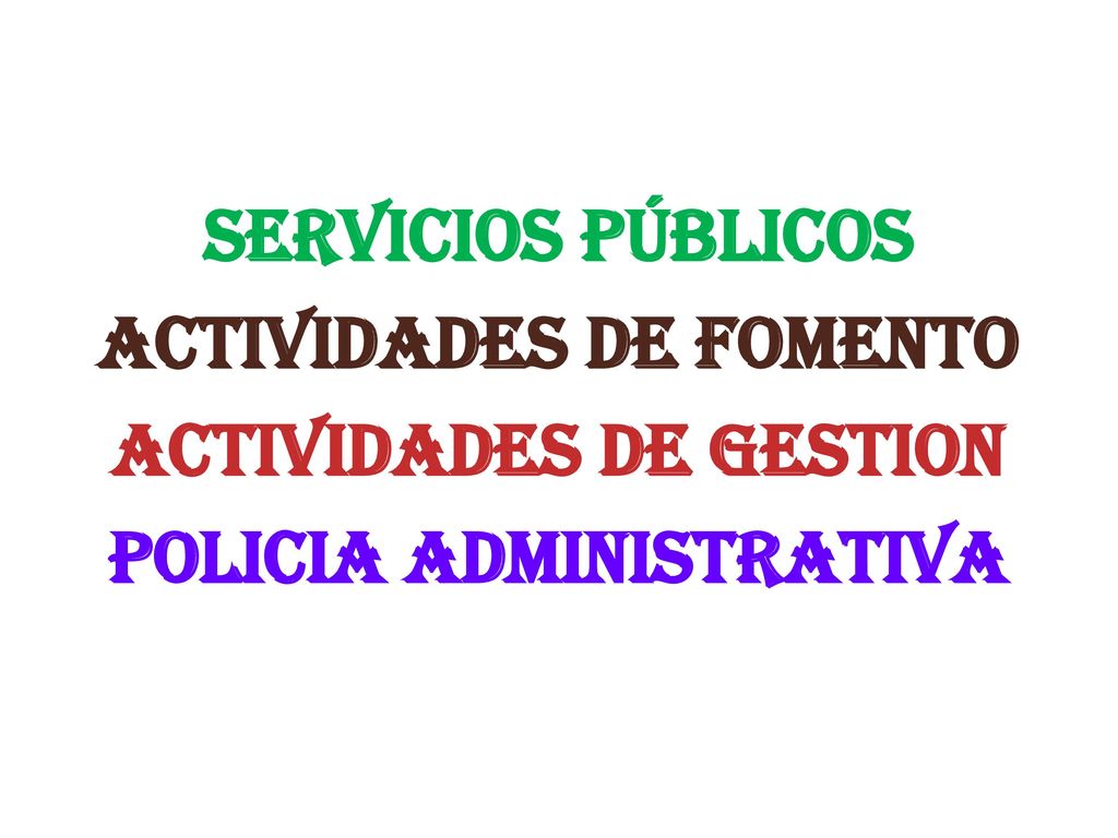 Servicios Públicos Actividades de fomento Actividades de gestion Policia administrativa