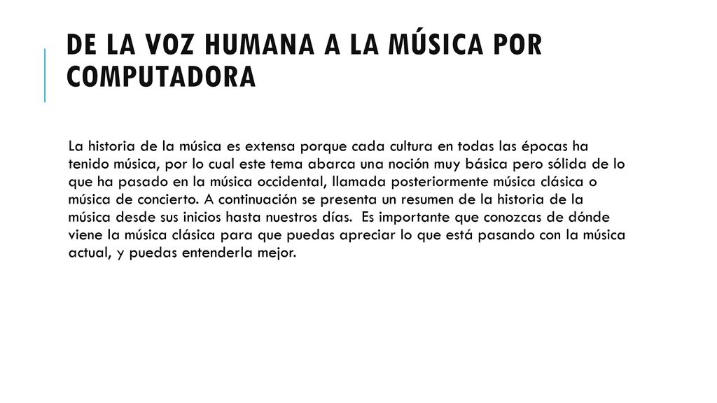 De la voz humana a la música por computadora