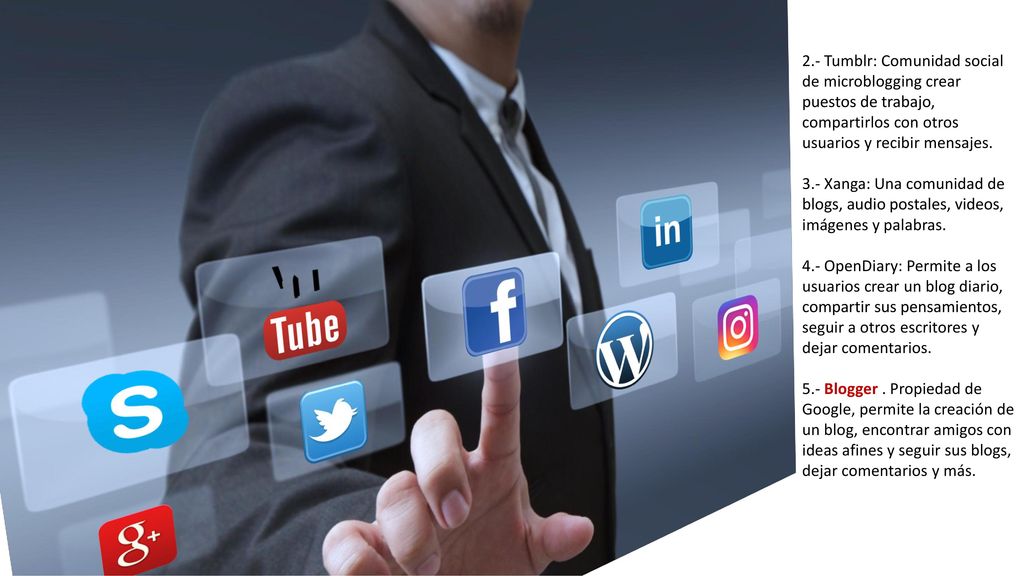 2.- Tumblr: Comunidad social de microblogging crear puestos de trabajo, compartirlos con otros usuarios y recibir mensajes.