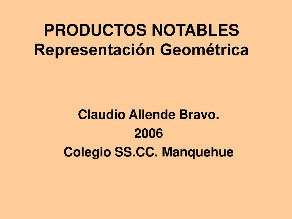 PRODUCTOS NOTABLES Representación Geométrica
