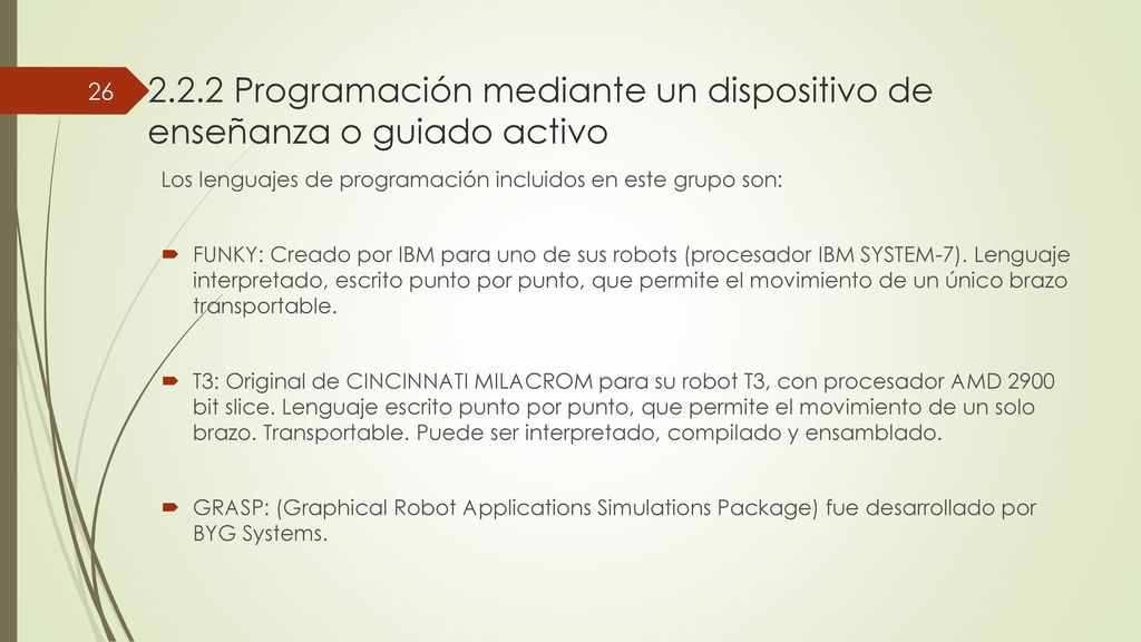 2.2.2 Programación mediante un dispositivo de enseñanza o guiado activo