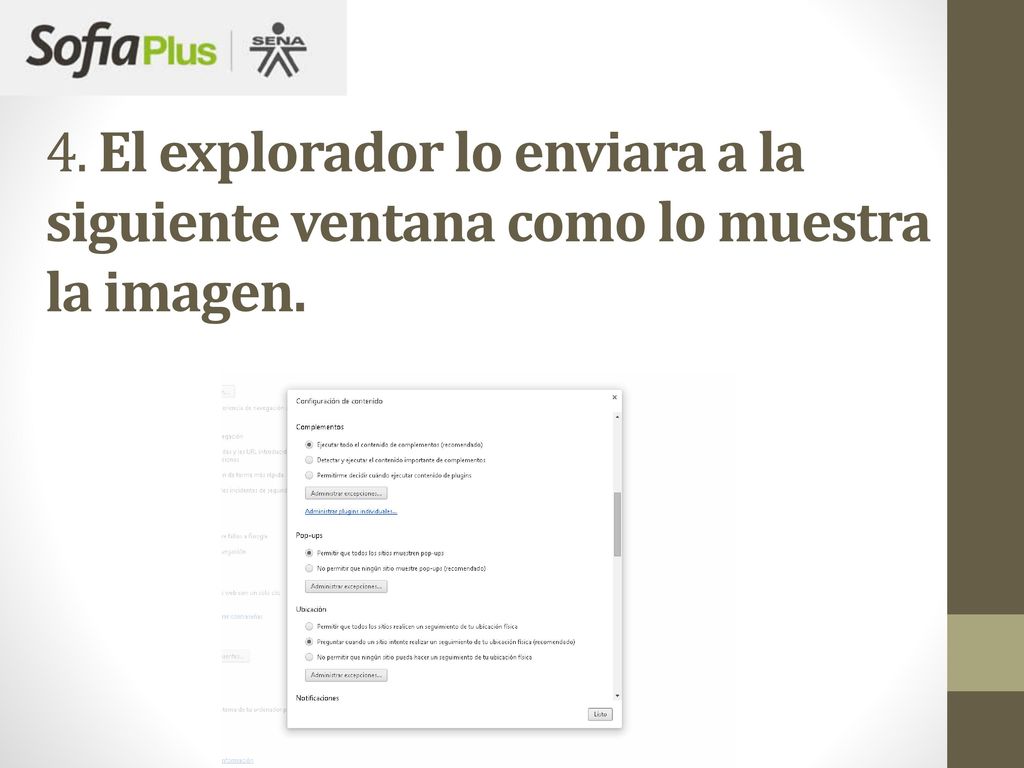 4. El explorador lo enviara a la siguiente ventana como lo muestra la imagen.