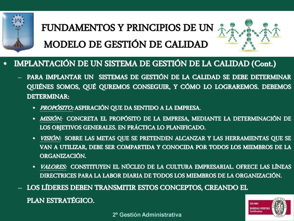 FUNDAMENTOS Y PRINCIPIOS DE UN MODELO DE GESTIÓN DE CALIDAD