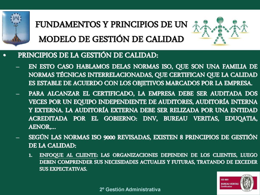 FUNDAMENTOS Y PRINCIPIOS DE UN MODELO DE GESTIÓN DE CALIDAD