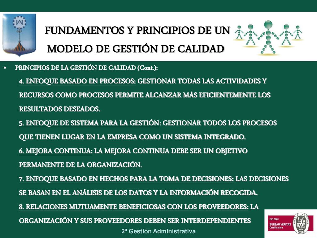 FUNDAMENTOS Y PRINCIPIOS DE UN MODELO DE GESTIÓN DE CALIDAD