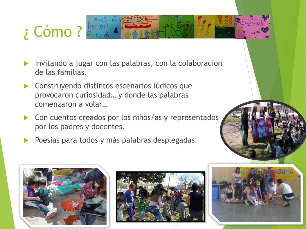 ¿ Cómo Invitando a jugar con las palabras, con la colaboración de las familias.