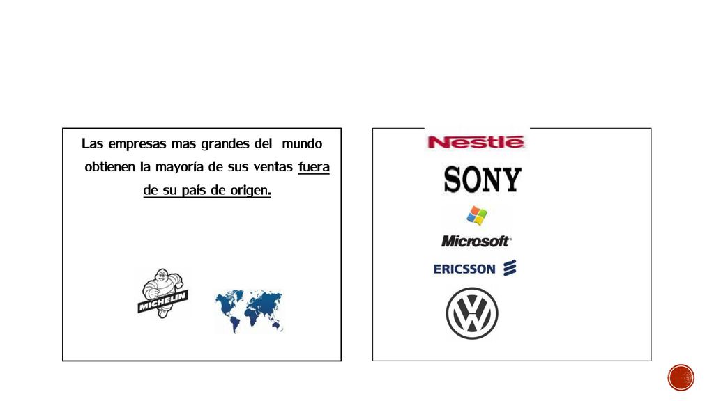Las empresas mas grandes del mundo obtienen la mayoría de sus ventas fuera de su país de origen.