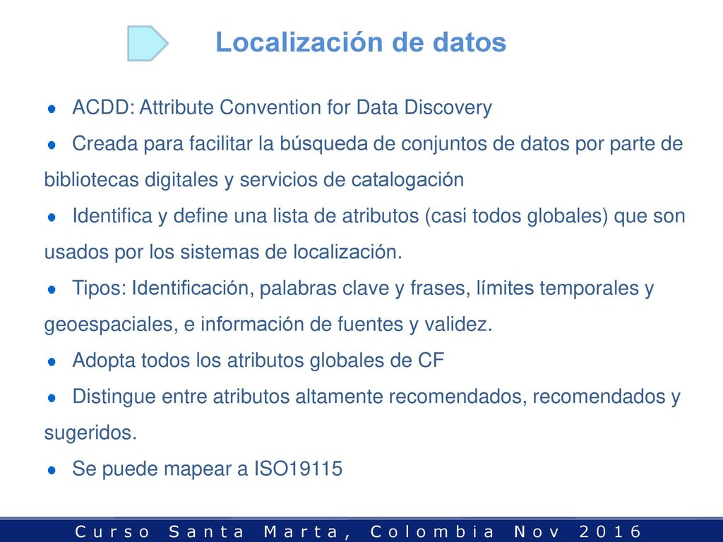 Localización de datos ACDD: Attribute Convention for Data Discovery