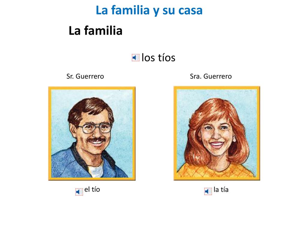 La familia y su casa La familia los tíos Sr. Guerrero Sra. Guerrero