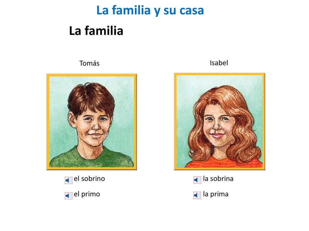 La familia y su casa La familia Tomás Isabel el sobrino la sobrina