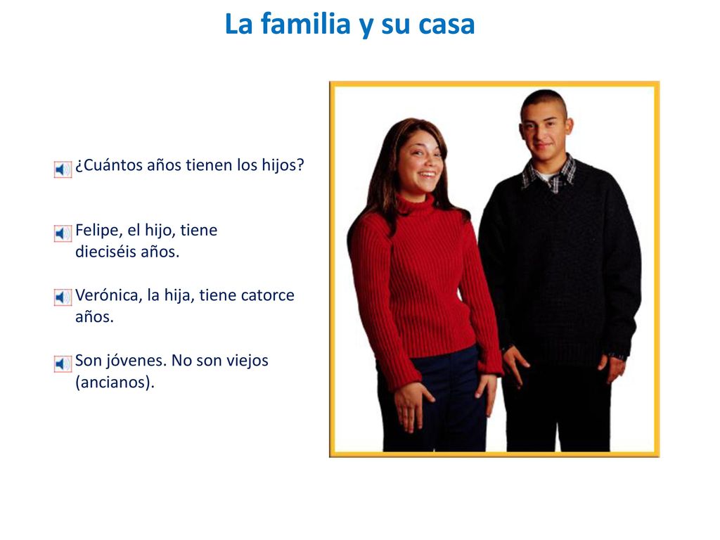 La familia y su casa La familia ¿Cuántos años tienen los hijos