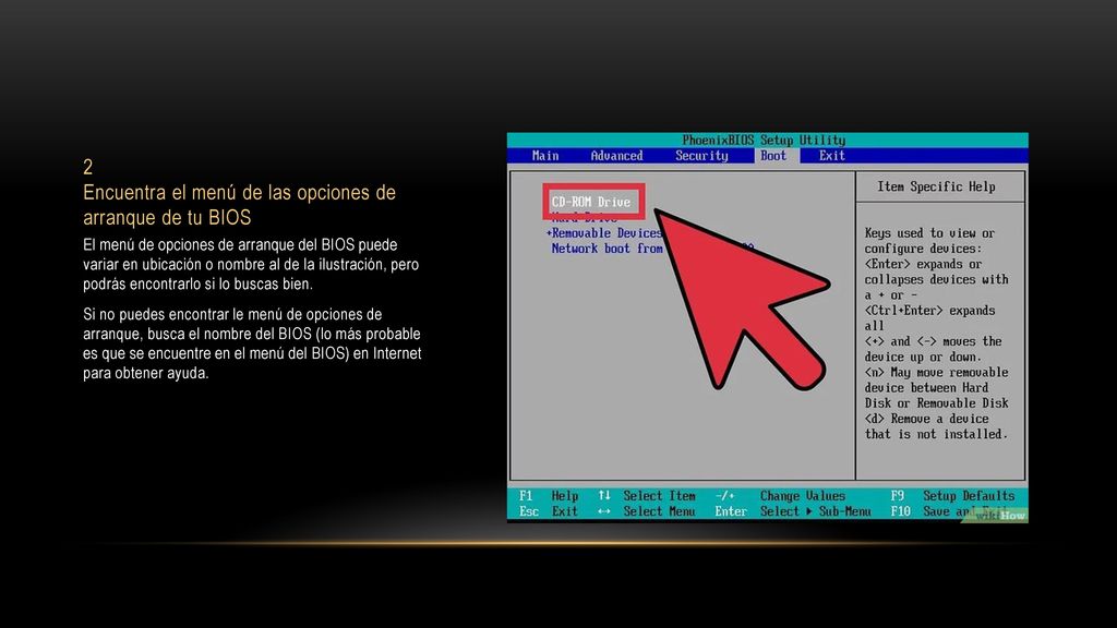 2 Encuentra el menú de las opciones de arranque de tu BIOS