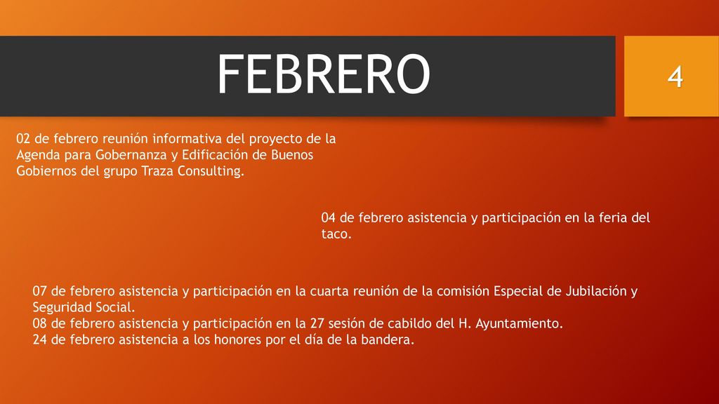 FEBRERO de febrero reunión informativa del proyecto de la Agenda para Gobernanza y Edificación de Buenos Gobiernos del grupo Traza Consulting.