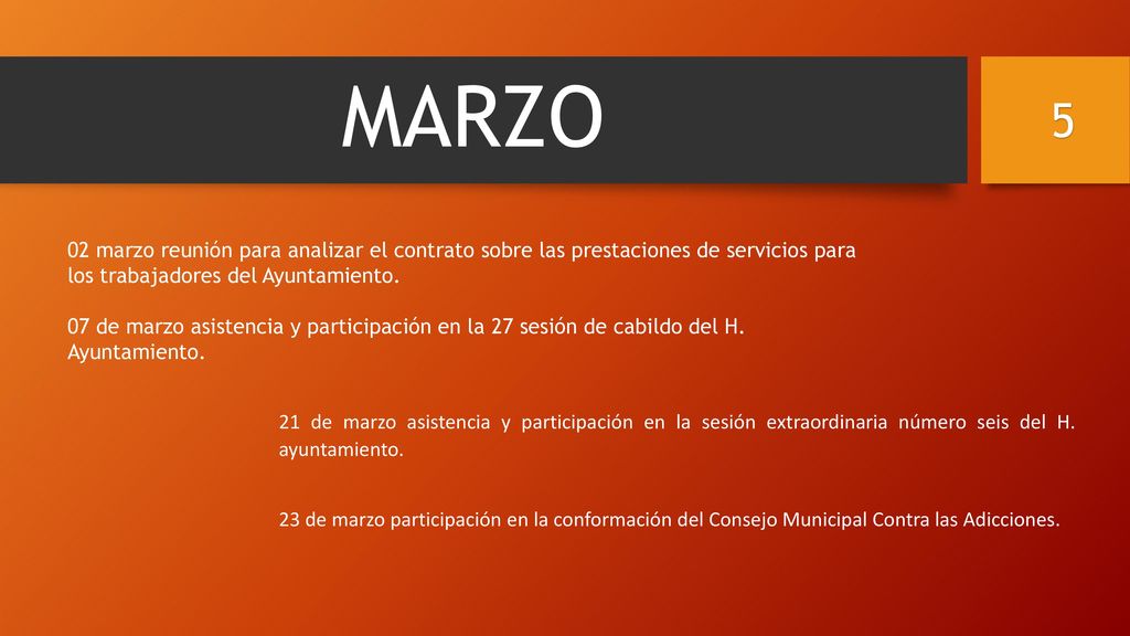 MARZO marzo reunión para analizar el contrato sobre las prestaciones de servicios para los trabajadores del Ayuntamiento.