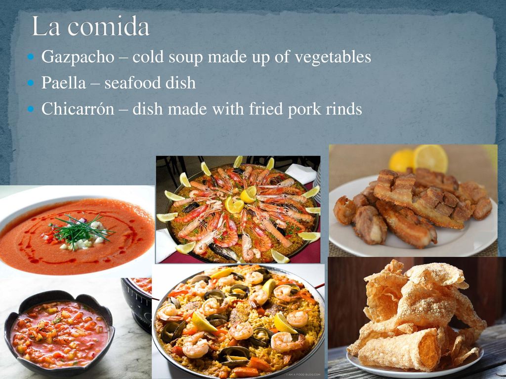 La comida Gazpacho – cold soup made up of vegetables