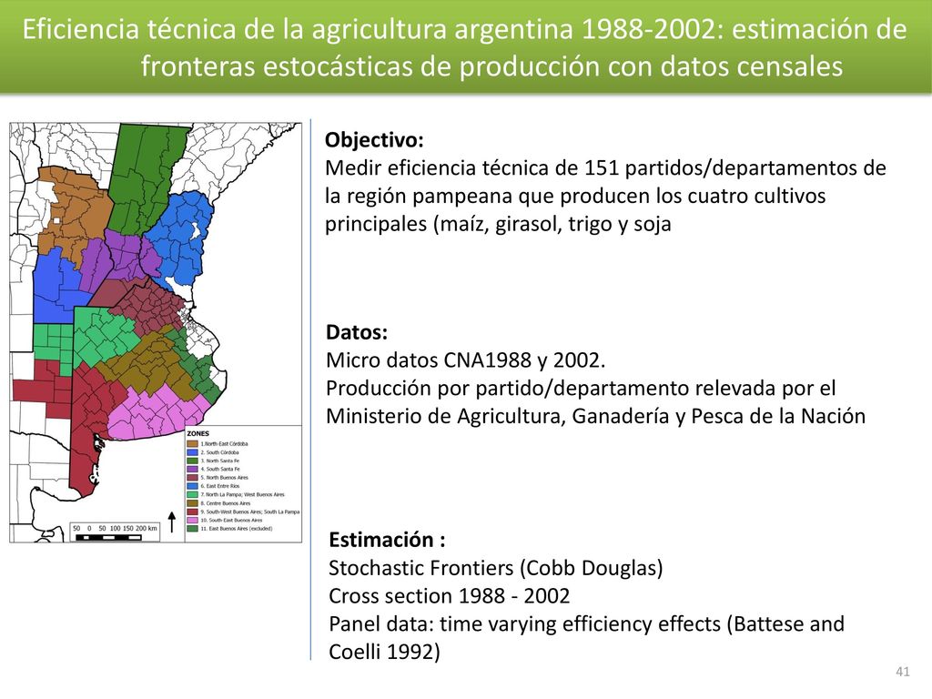 Eficiencia técnica de la agricultura argentina : estimación de fronteras estocásticas de producción con datos censales