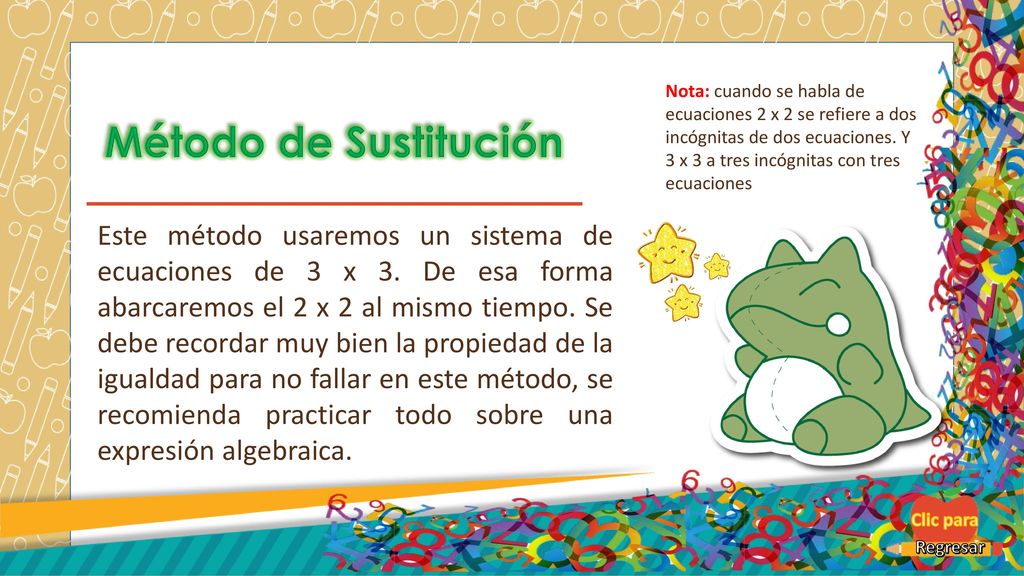 Nota: cuando se habla de ecuaciones 2 x 2 se refiere a dos incógnitas de dos ecuaciones. Y 3 x 3 a tres incógnitas con tres ecuaciones