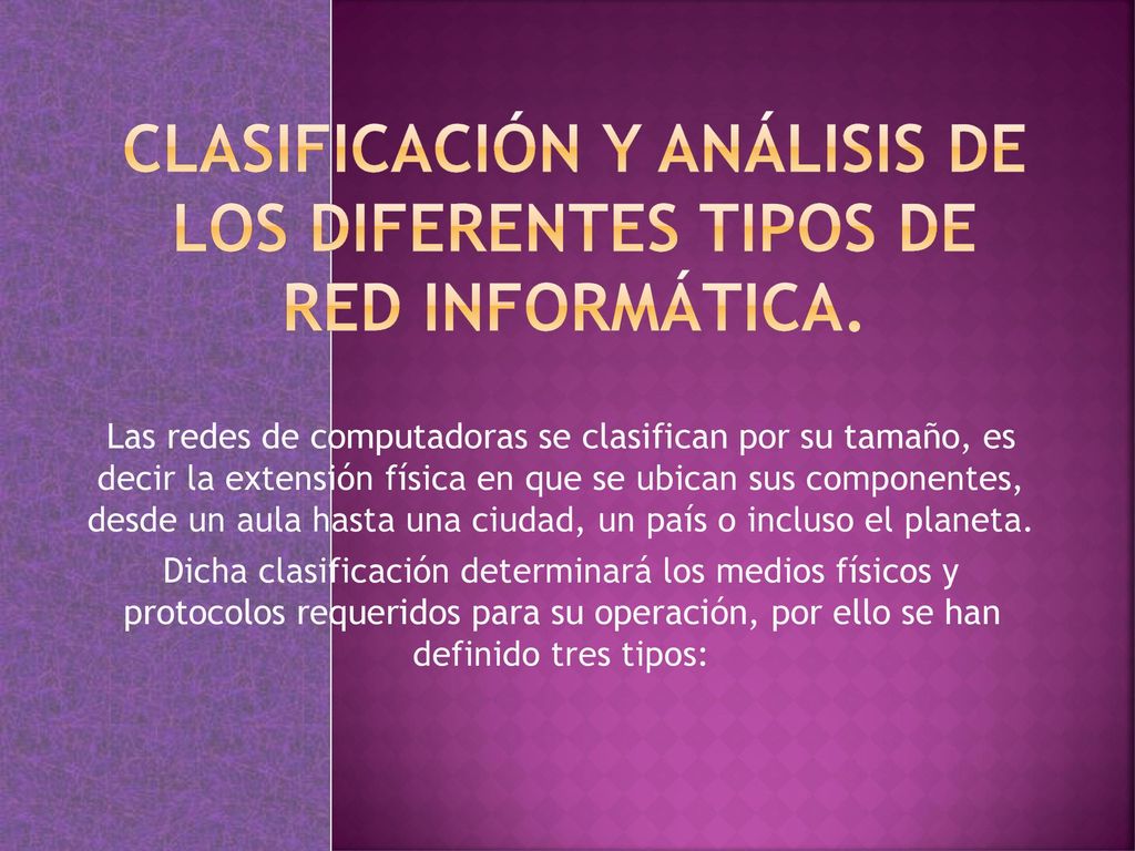 Clasificación y análisis de los diferentes tipos de red informática.